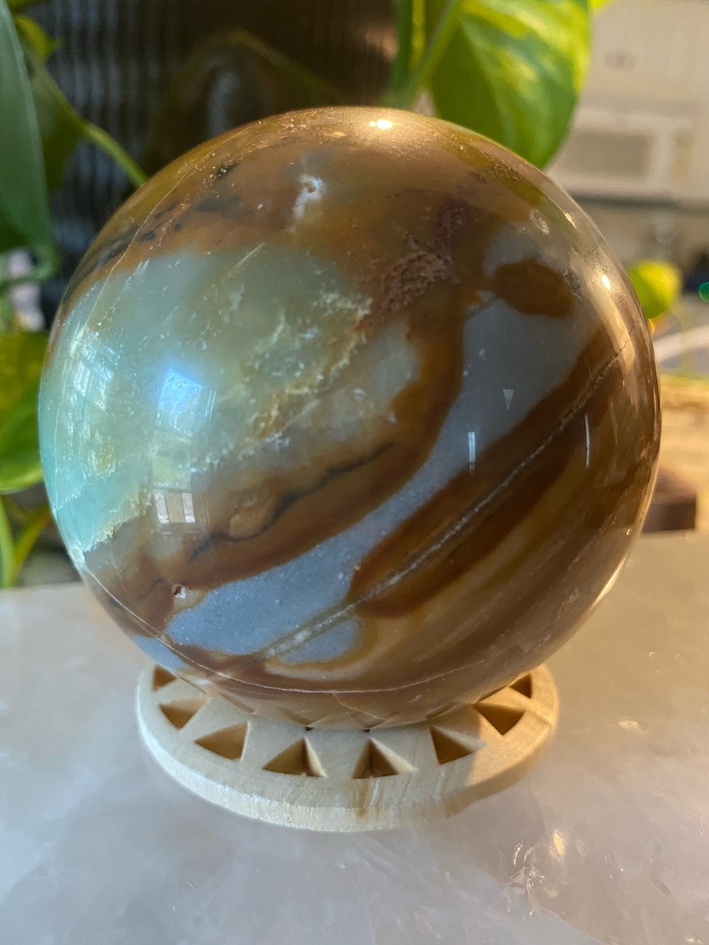 🌊🏝️ AMAZONITE SPHERE — 3” OF BEACHY CRYSTAL GOODNESS! 💙🤎